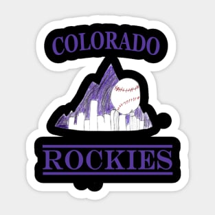 Colorado Rockies Logo with Denver Skyline Sticker